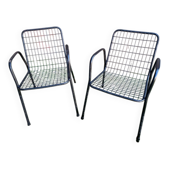 Pair of Antique EMU RIO Armchairs in Black Metal Vintage