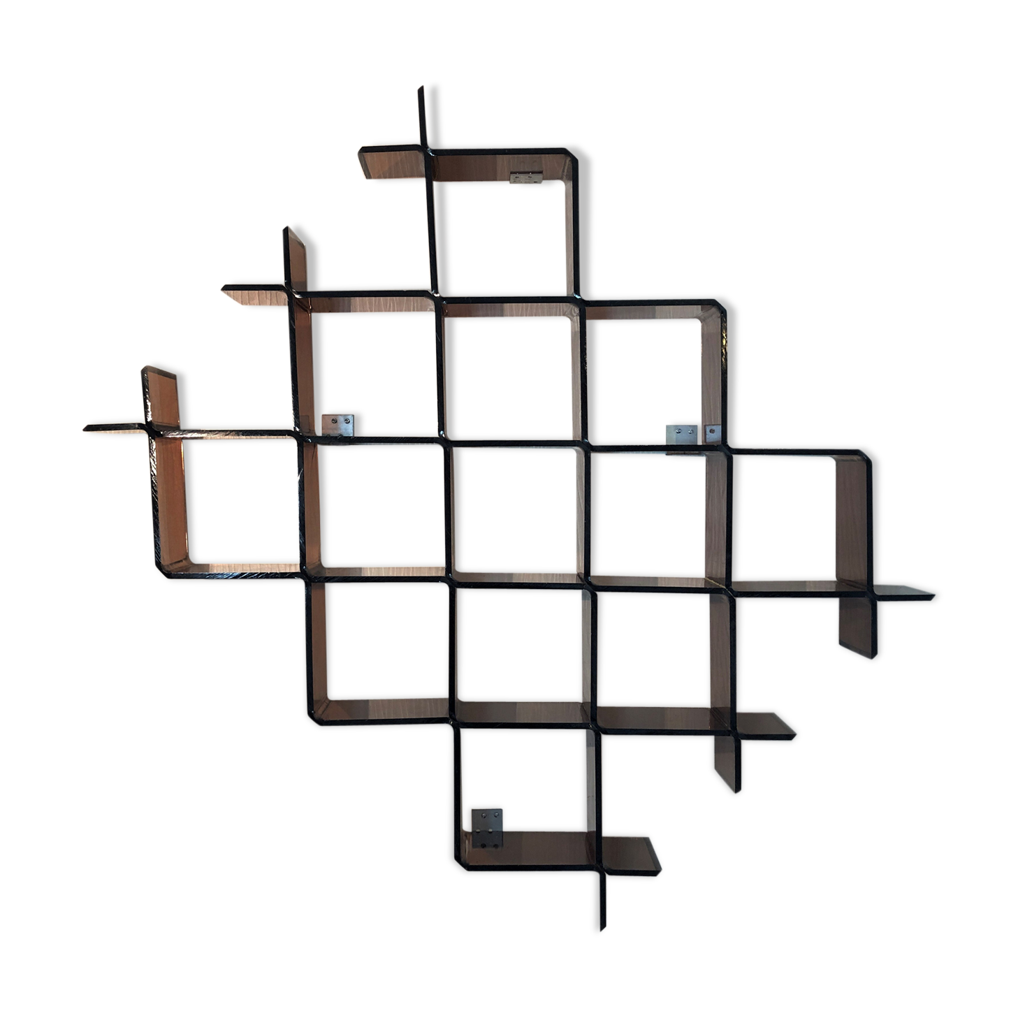 Étagère murale vintage en plexiglas fumé, années 70