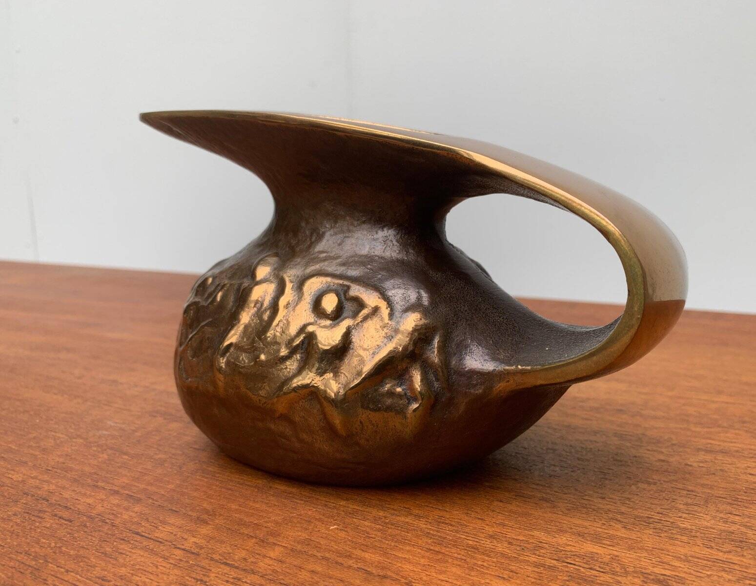 Brutalist Vintage German Bronze Decorative Carafe by Gilde