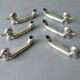 6 duck-shaped knife holders in silver metal with flower holder, Art Deco