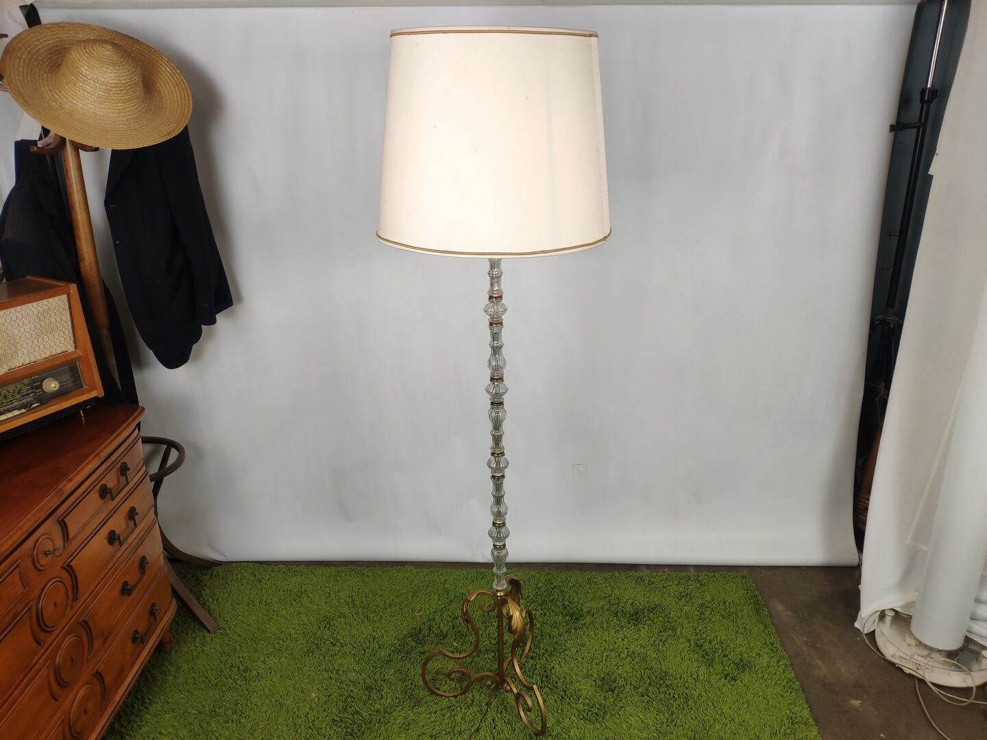 Glass and brass lamppost