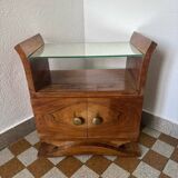 Art Deco bedside table in wood and mirror