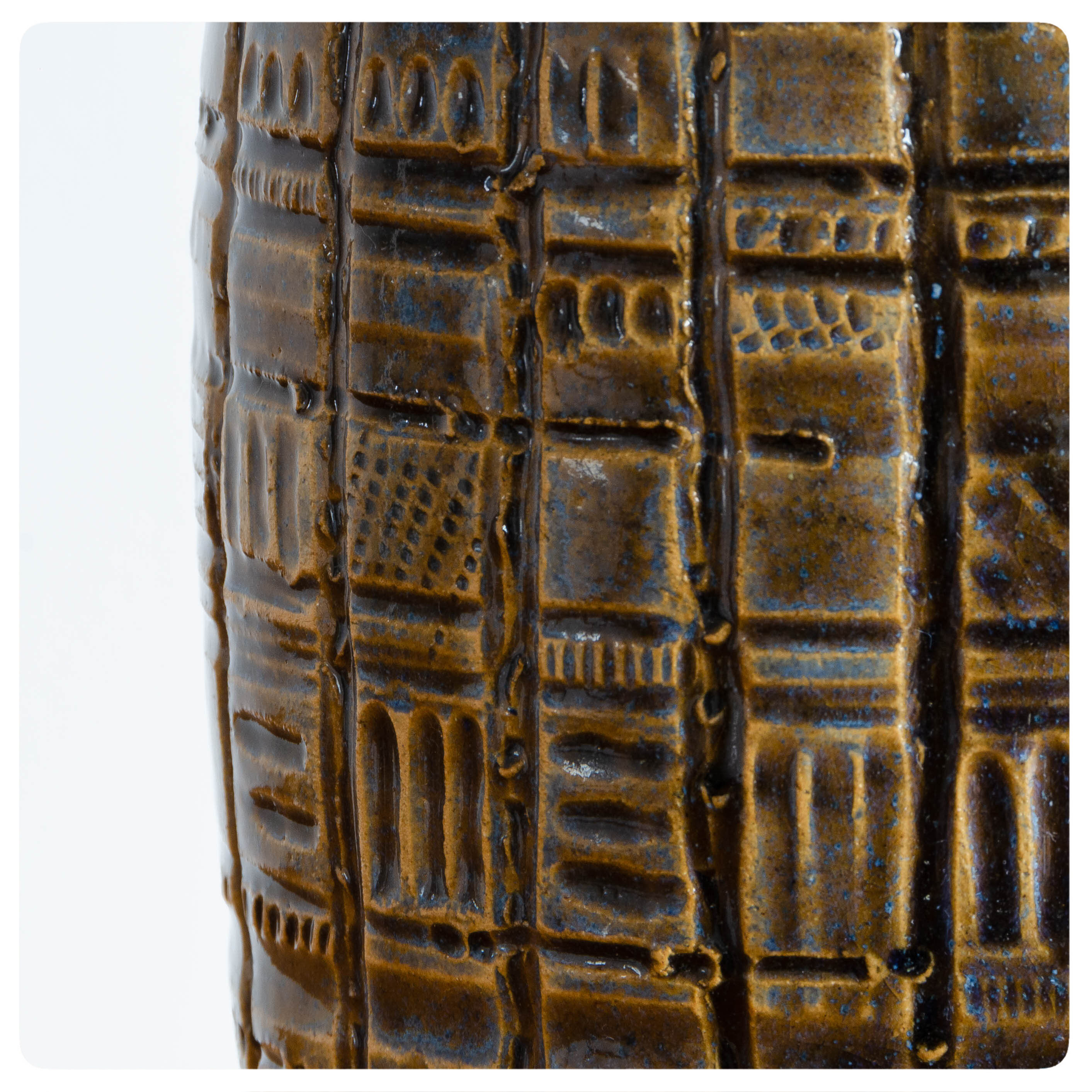 Enamelled sandstone vase with scarred decoration, French work - Circa 1960