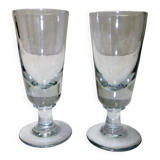 2 old bistro absinthe glasses blown glass on feet 16 cm collection