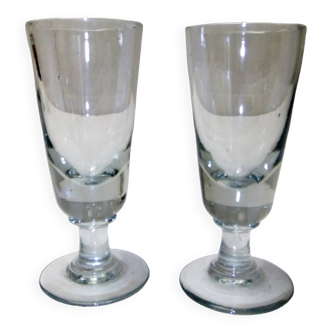 2 old bistro absinthe glasses blown glass on feet 16 cm collection
