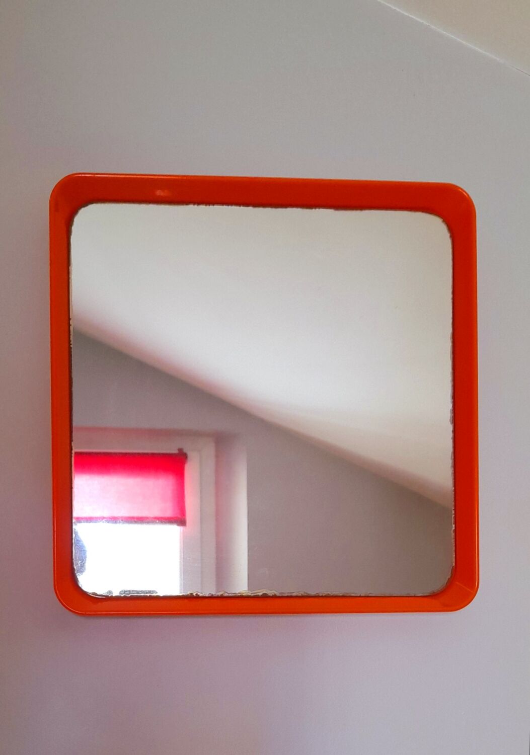 70s pop orange square mirror