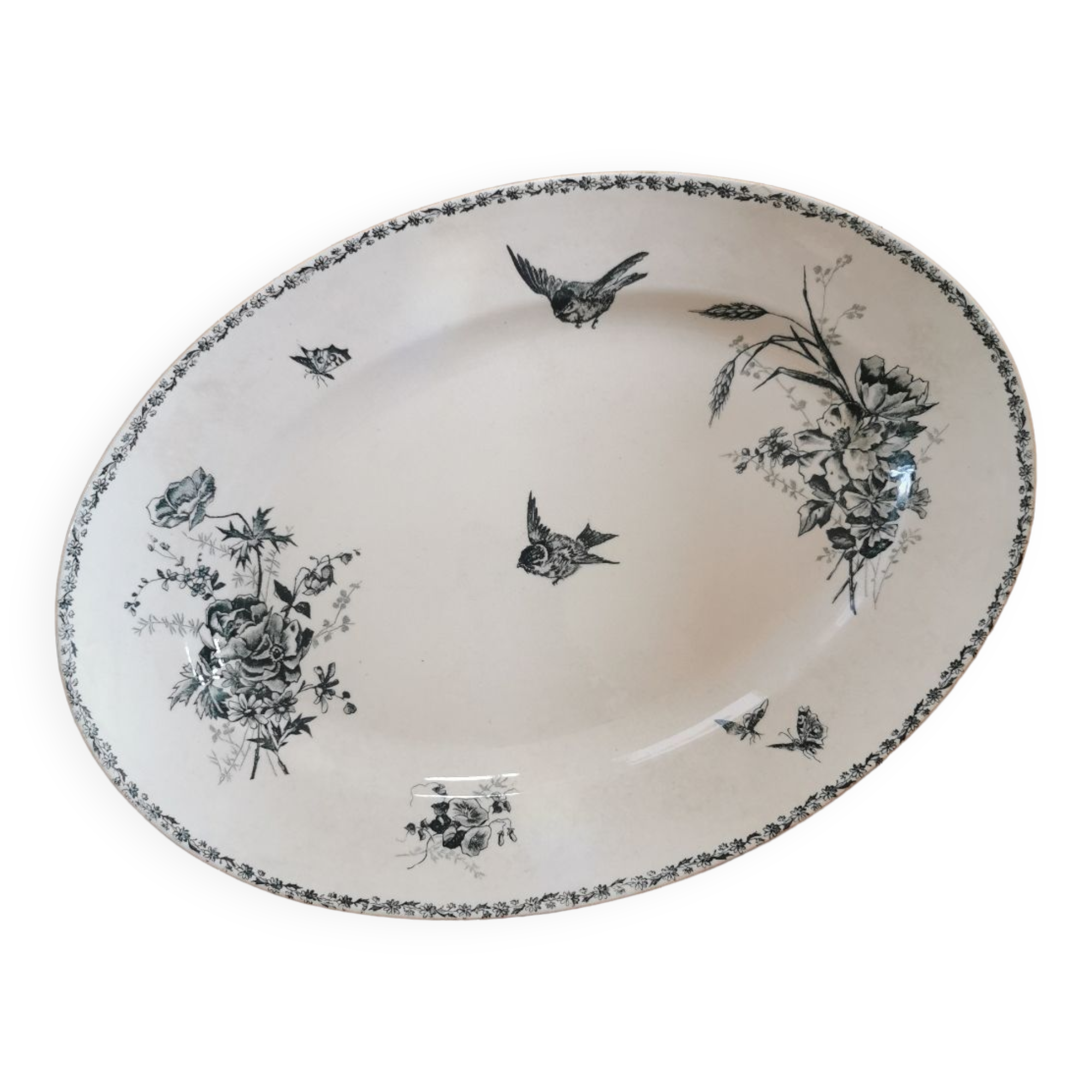 Old oval plate in iron earth