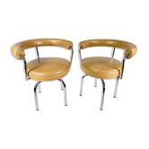 Pair of armchairs Le Corbusier LC7 edition Cassina Year 90