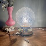 Vintage globe table lamp in molded glass