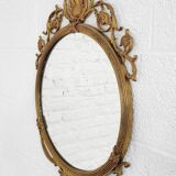 Miroir Médaillon Rond en Laiton, 1950s