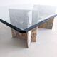 Italian marble coffee table with glass top 1970's
