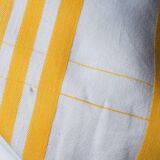 Checked & monogram half-linen tablecloth