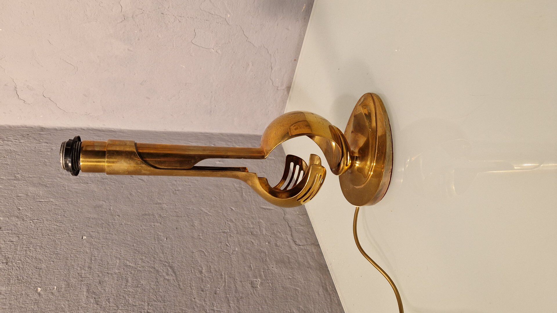 Lampe de table en laiton avec décoration informelle, années 1960