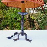 60s Wrought Iron Table Lamp with Upholstered Shade