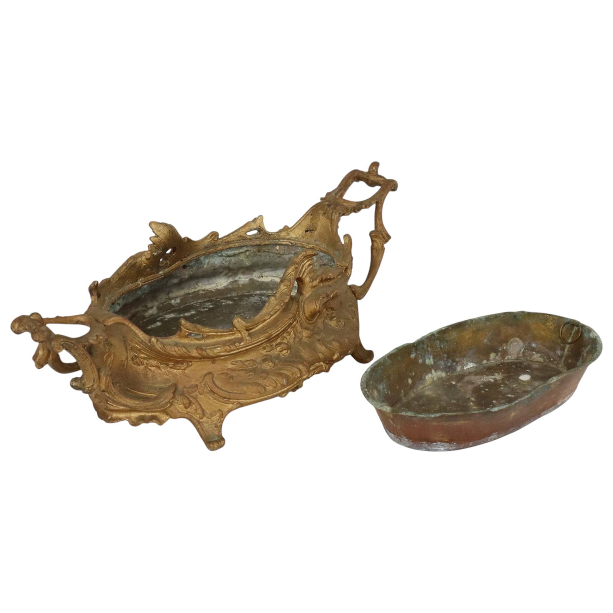 Rococo-style gold-colored jardinière/flower planter, early 20th century.