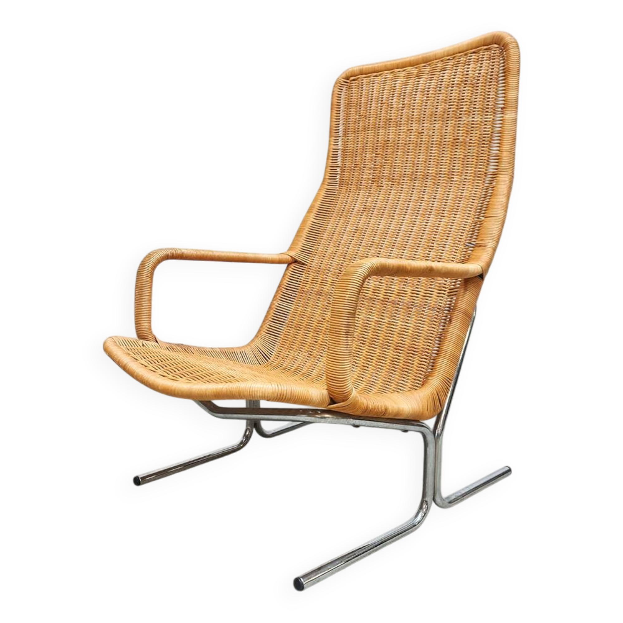 Vintage wicker lounge chair by Dutch designer Dirk van Sliedregt
