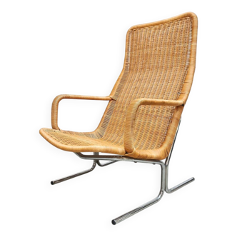 Vintage wicker lounge chair by Dutch designer Dirk van Sliedregt