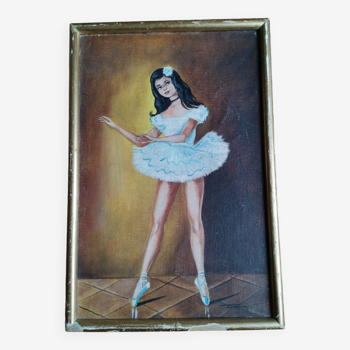 Painting kitsch vintage signed framed frame plaster dore