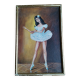 Painting kitsch vintage signed framed frame plaster dore
