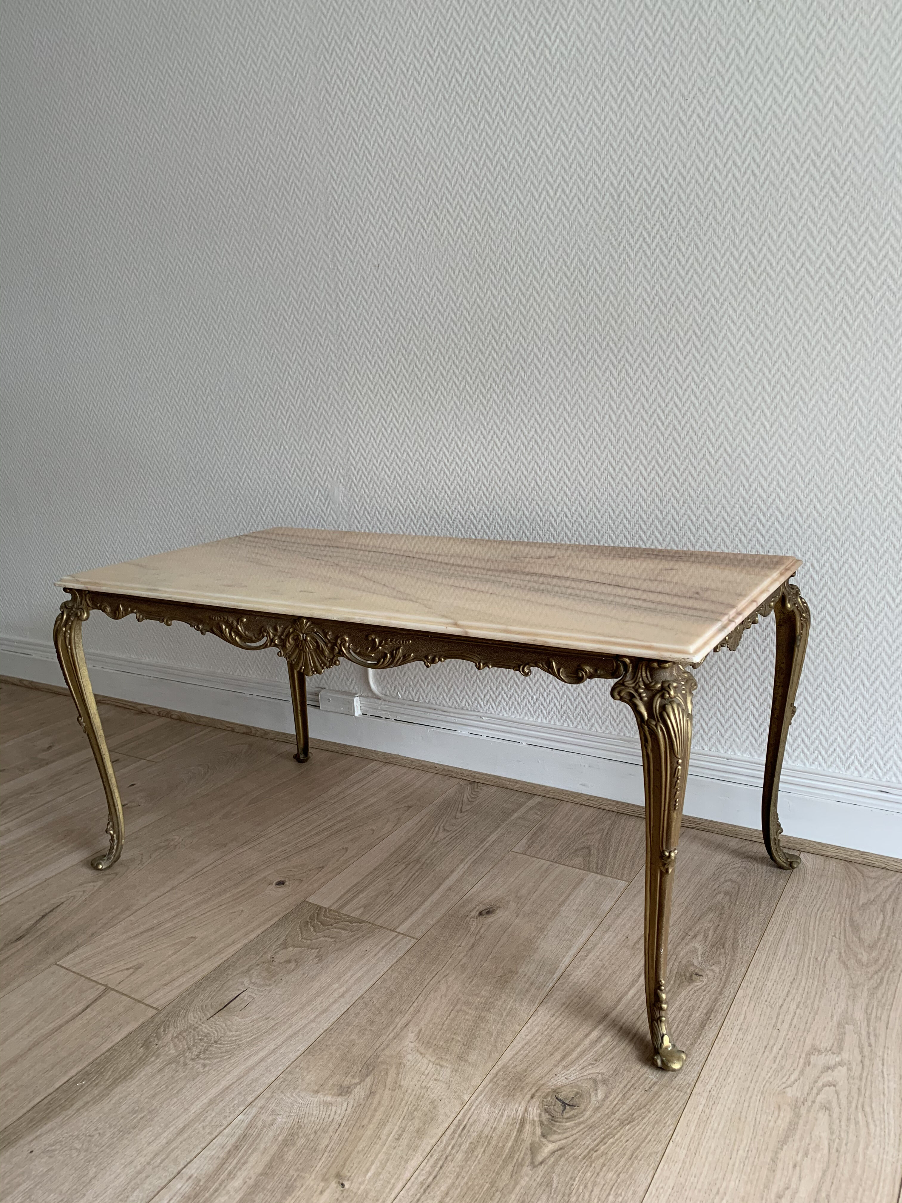 Marble and brass coffee table