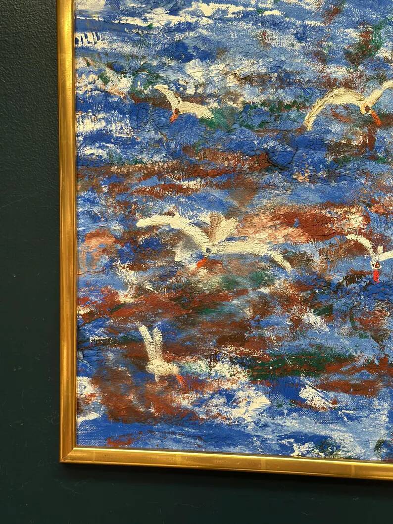 Original Swedish Oil on Canvas – “Storm” by Göta Fogler – Signed – Vintage & Framed – 50 × 42 cm (19.7" × 16.5")
