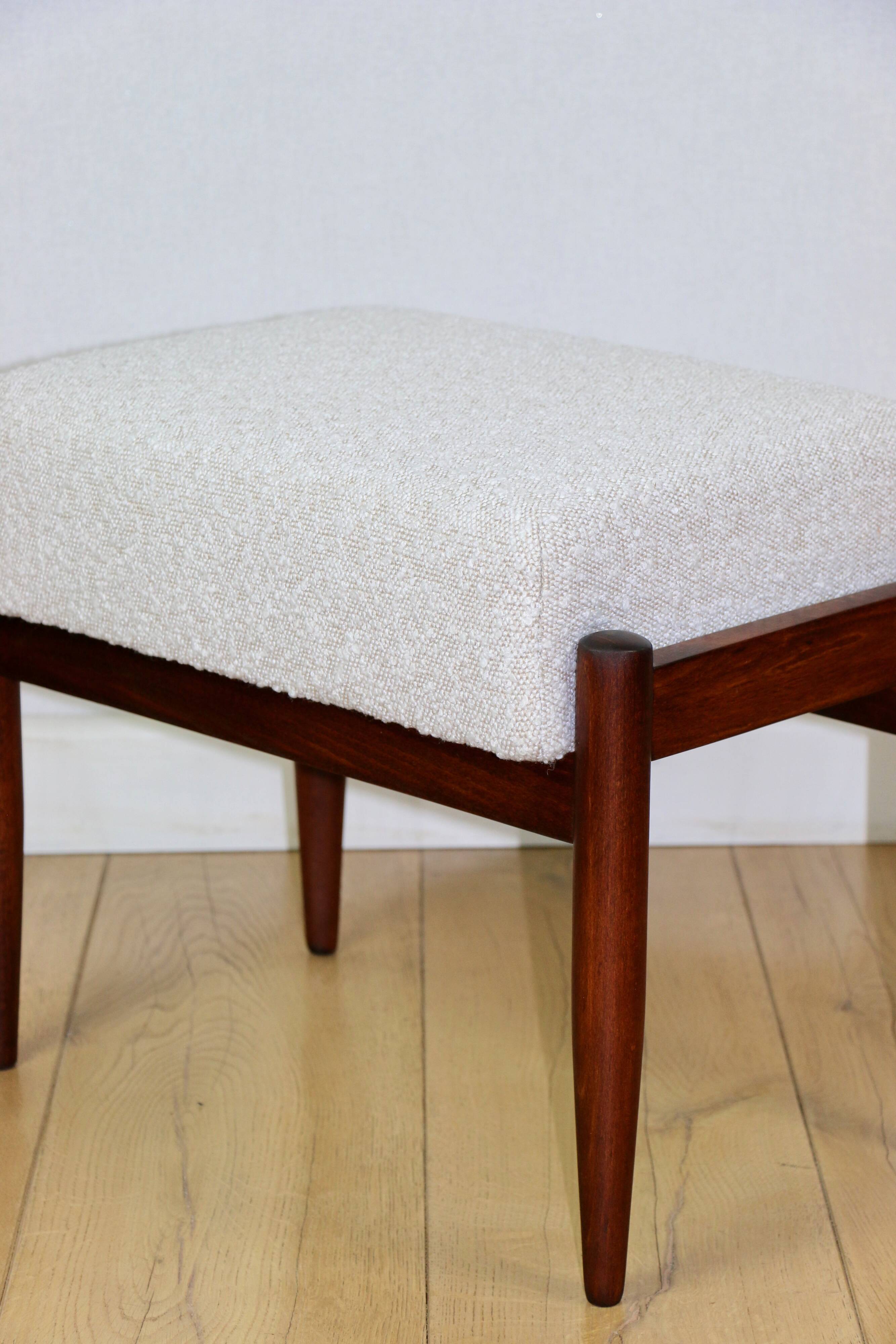 Edmund Homa stool, cream ivory white boucle seat - 2 pieces available