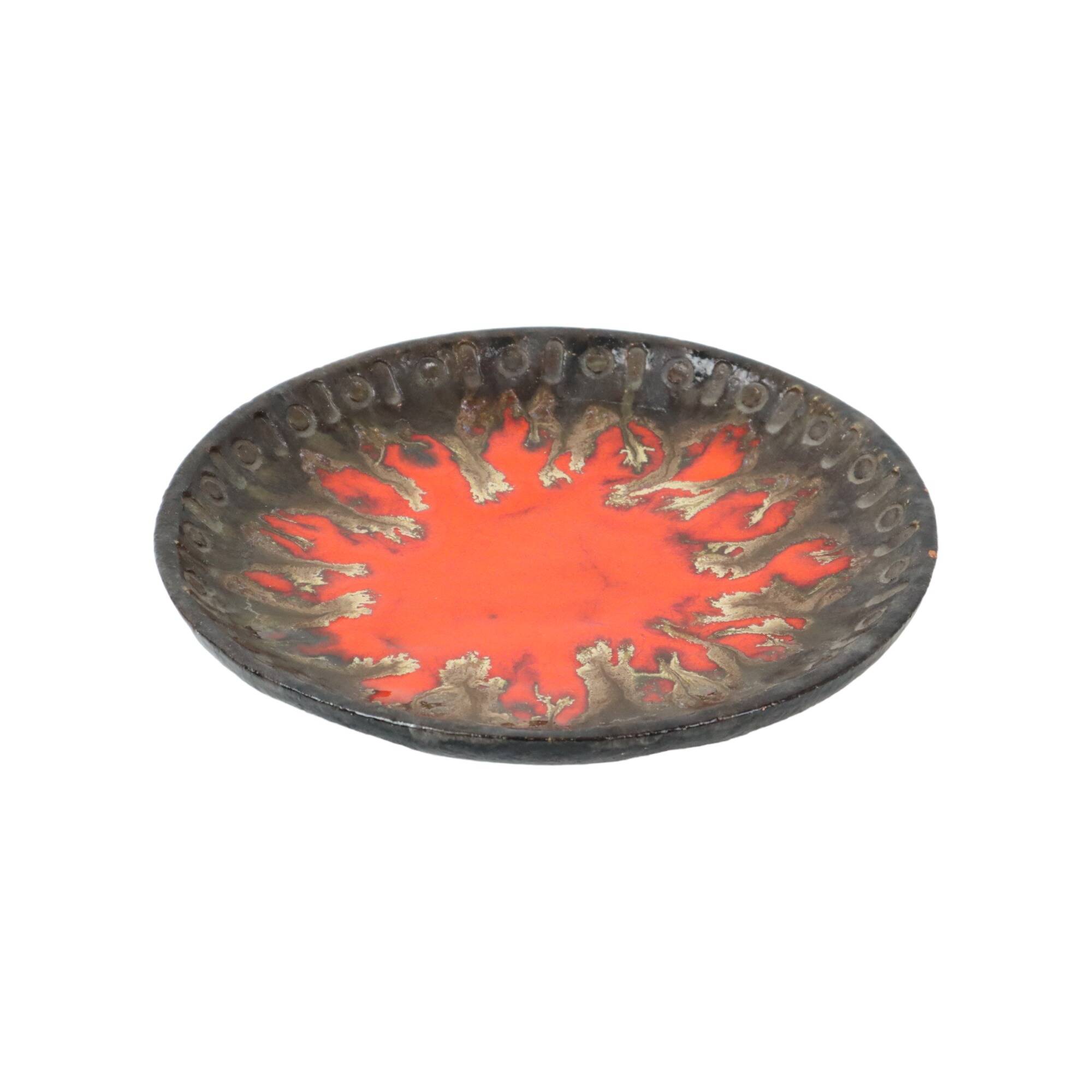 Vintage Terracotta Fruit Bowl Bowl Fat Lava Style Orange Gray 29cm