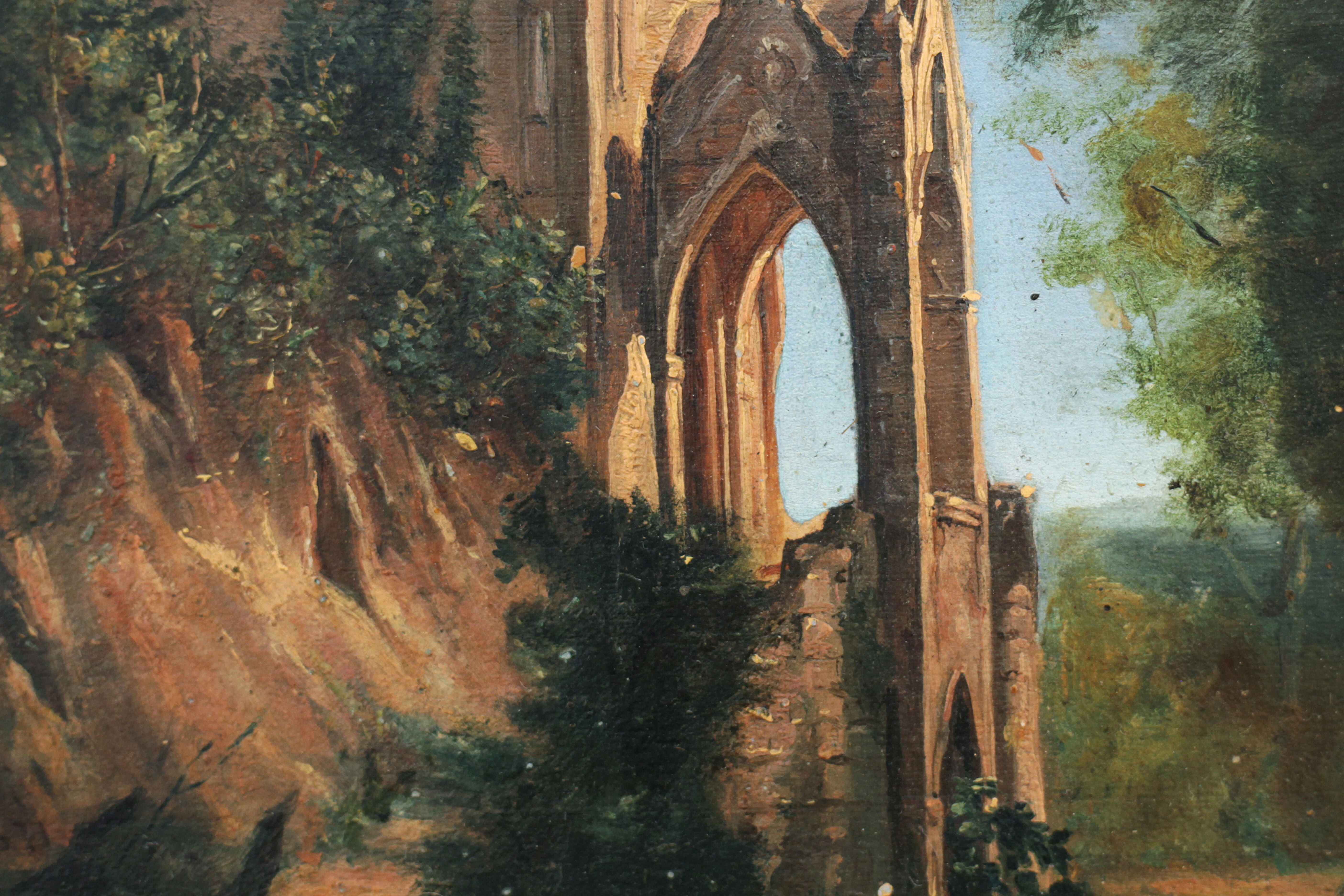 Oil on panel gothic architecture 1871