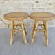 Pair of rattan and wood stools, vintage