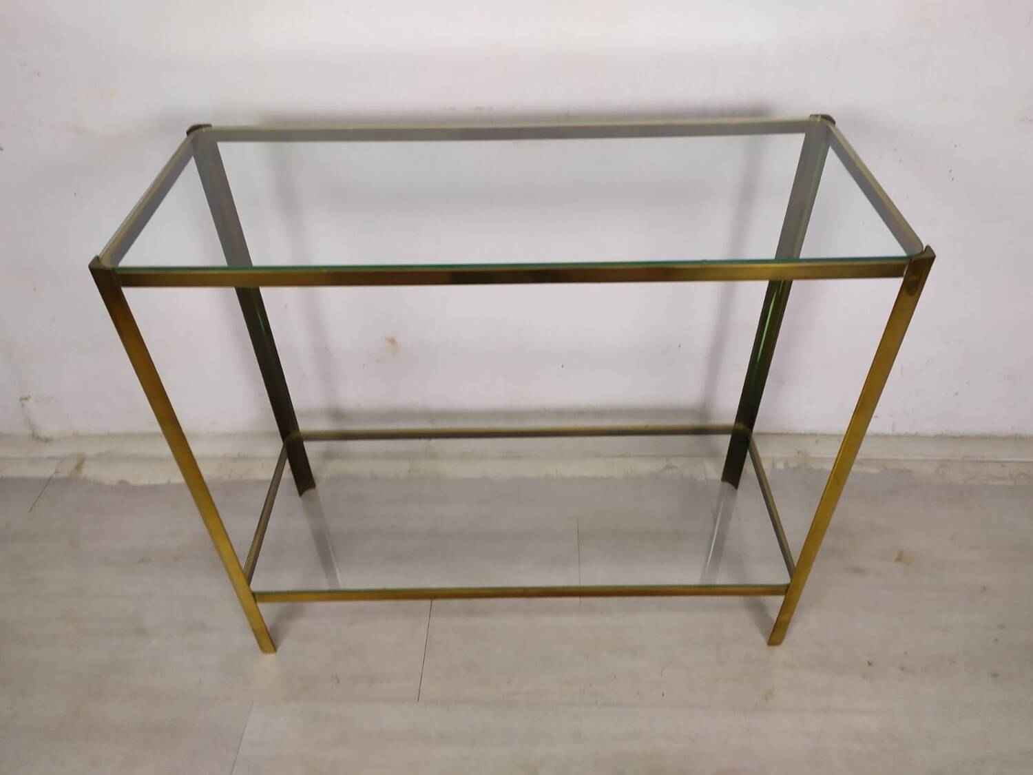 Brass glass console