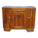 Narrow sideboard, art deco in light walnut, gray marble top