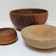 Three bowls solid wood turned patinated vintage