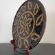 Vintage glazed terracotta dish from Dauphiné by Michèle Peyric, leaf design.