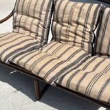 Vintage 3 seater bamboo sofa – bohemian / safari style with cushion