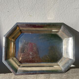 Octagonal silver-plated metal dish