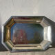 Octagonal silver-plated metal dish