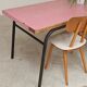 Large canteen table in pink formica and metal.