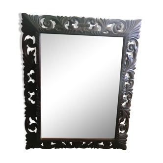 Miroir ancien encadrement chêne sculptés