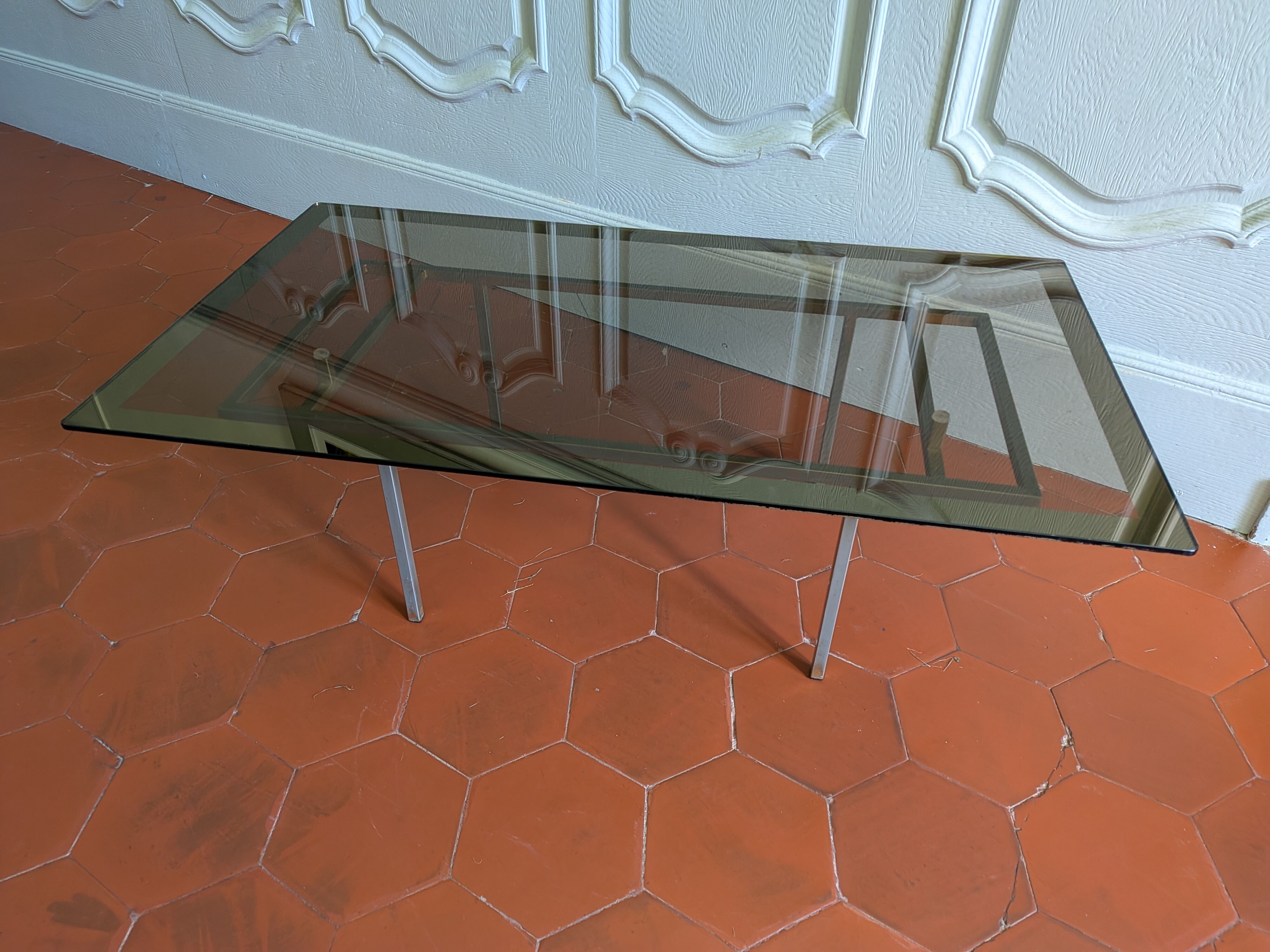 1970s coffee table with smoked glass