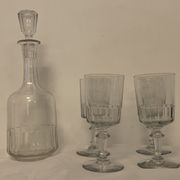 Set of 4 glasses and 1 carafe model Mirabeau early twentieth century