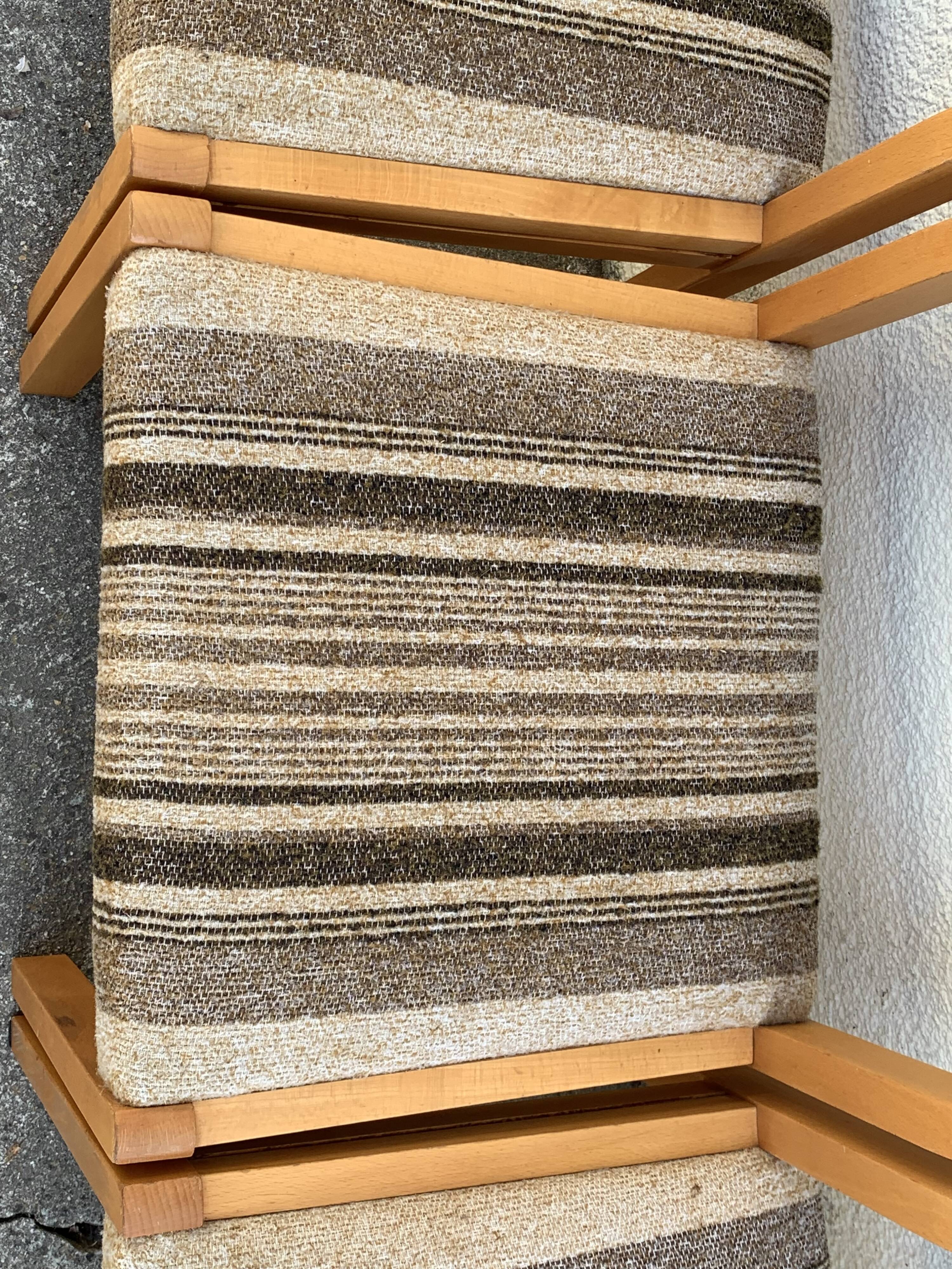 Suite of 4 chairs self beech brass and wool 1960