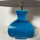 Vintage ceramic lamp Molin Charolles glazed turquoise blue - French 1970s