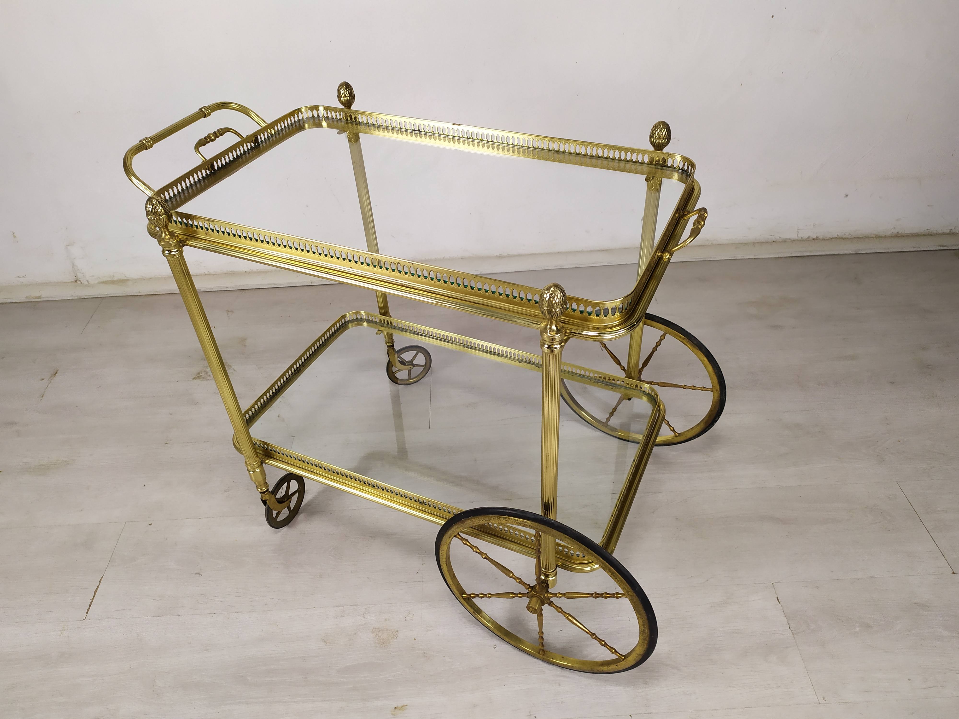Vintage brass bar trolley service