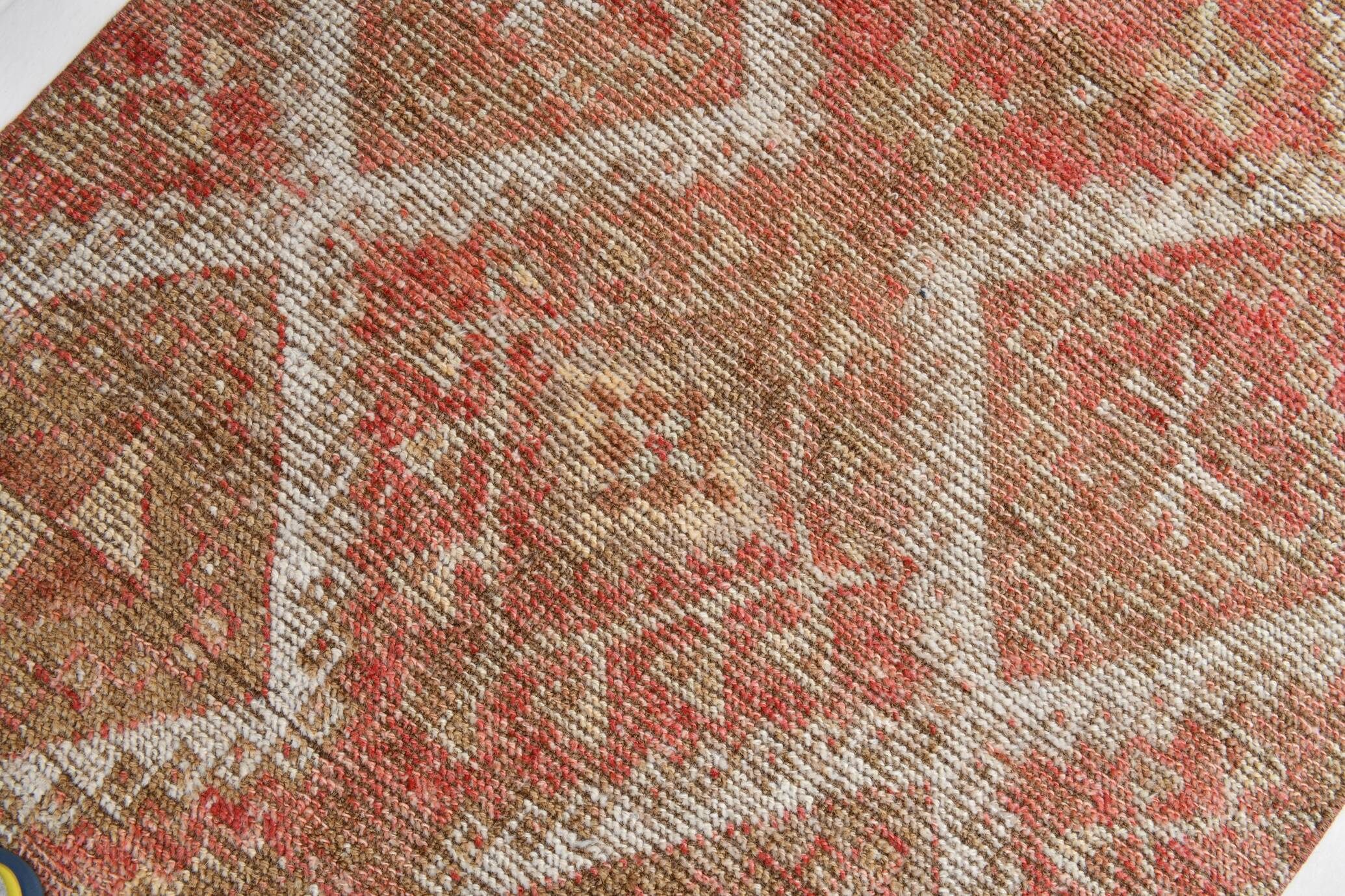 3x10 Turkish Pale Red & Beige Vintage Runner Rug, 90x303Cm