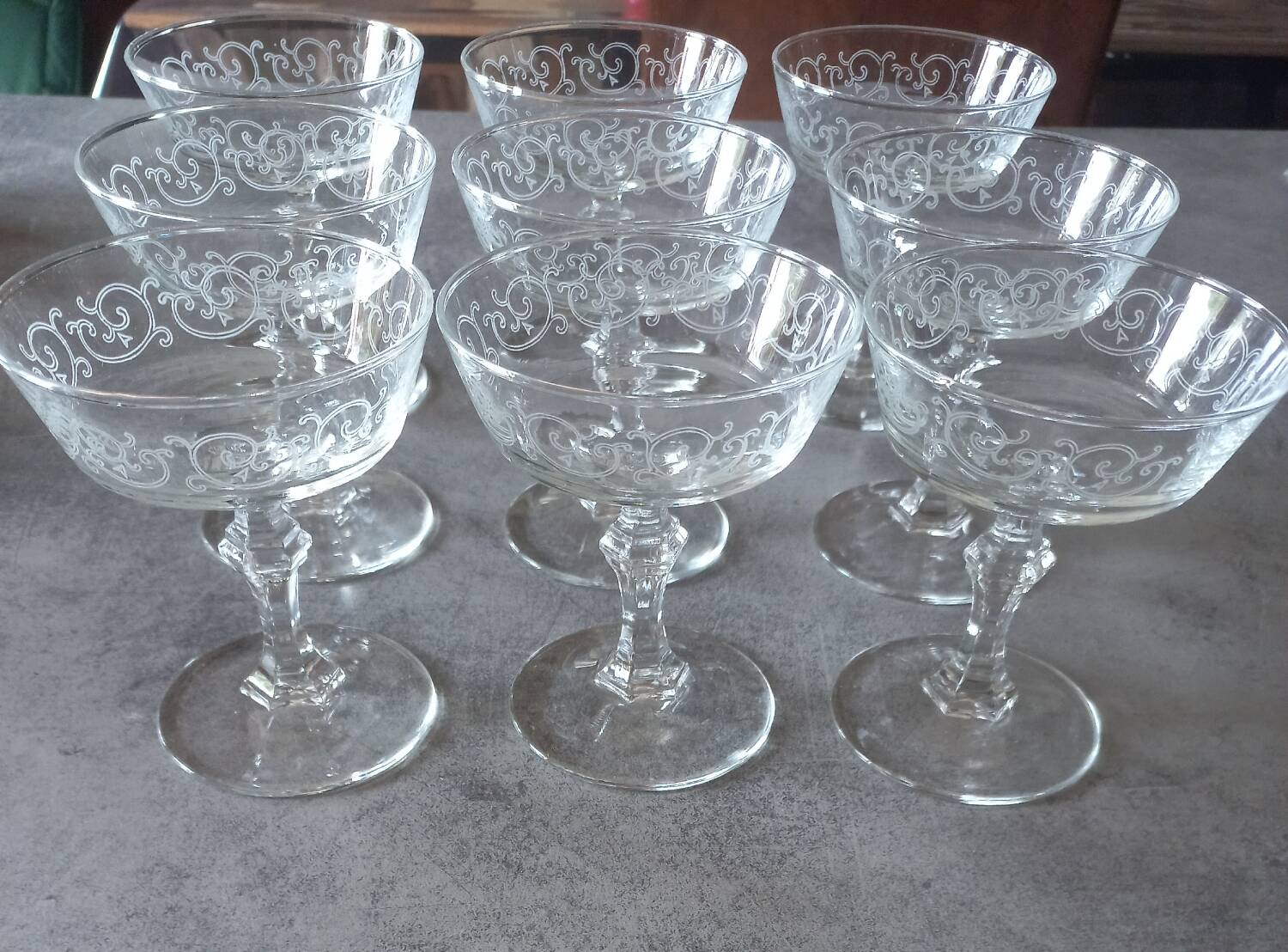 Lot 9 art deco Champagne glasses