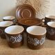 Vintage coffee service in brown stoneware from the 1970s.