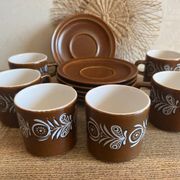 Service à café vintage en grès marron années 70