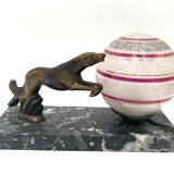 Art Deco table lamp with a dog figure