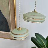Suspension in green granite glass with gold edging - 4 copies in stock