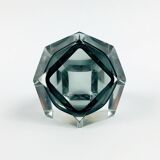 Diamond-Shaped Murano Faceted Glass Sommerso Ashtray/Vide Poche by Flavio Poli for Seguso, Italy